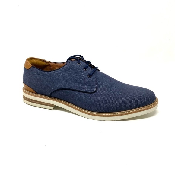 Florsheim Highland Plain Toe Canvas Oxford Navy - Picture 1 of 8